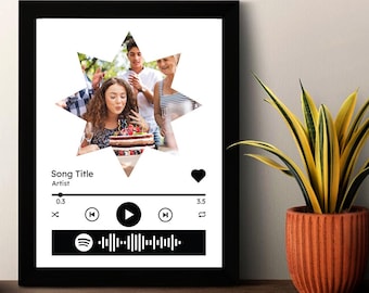 Spotify STAR Decorative Song Plaque Personalized Gifts, Custom CANVA template frame code, Spotify décor wall art, A4 SIZE ,instant download