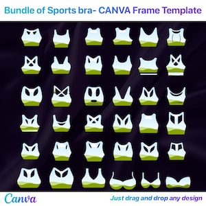 Sports Bra Canva Frame template, Variety of Bra canva frame elements , Instant download.