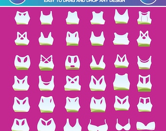 Sports Bra Canva Frame template, Variety of Bra canva frame elements , Instant download.