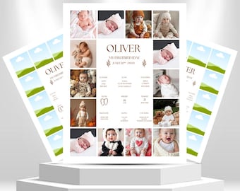 Baby Photo Collage Template | Newborn Keepsake Wall Art (Digital Download)