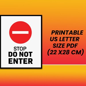 Printable Stop Do Not Enter Sign in US Letter and A4 Size PDF, Instant ...