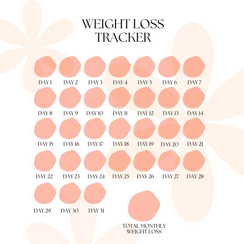 Daily and Weekly Weight Loss Tracker Pink Weight Loss Log Simple Tracker New Years Resolution