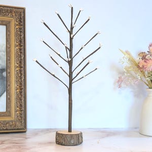 Handmade Decor Tree: 14-inch Brown Bark, Ornament or Jewelry display, Choice of Leaf Color