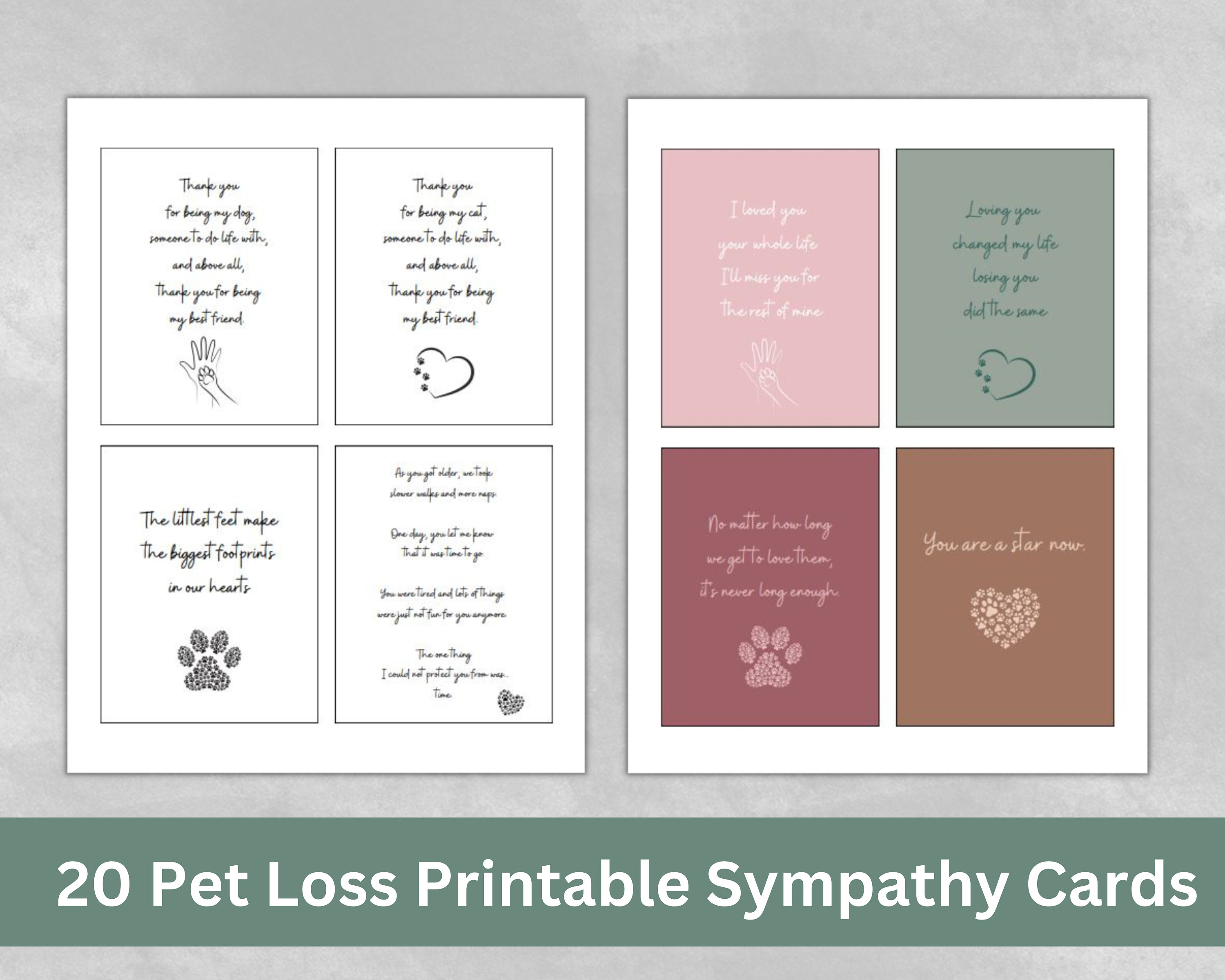 Printable Grief Affirmation Cards, Pet Loss Sympathy Card, Pet Loss Quotes, Grief Quotes for ...