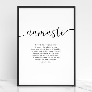 Namaste Definition Print, Namaste sign, Namaste Printable, Yoga Poster, Namaste Poster, Meditation Print, Yoga Wall Decor, Digital Download