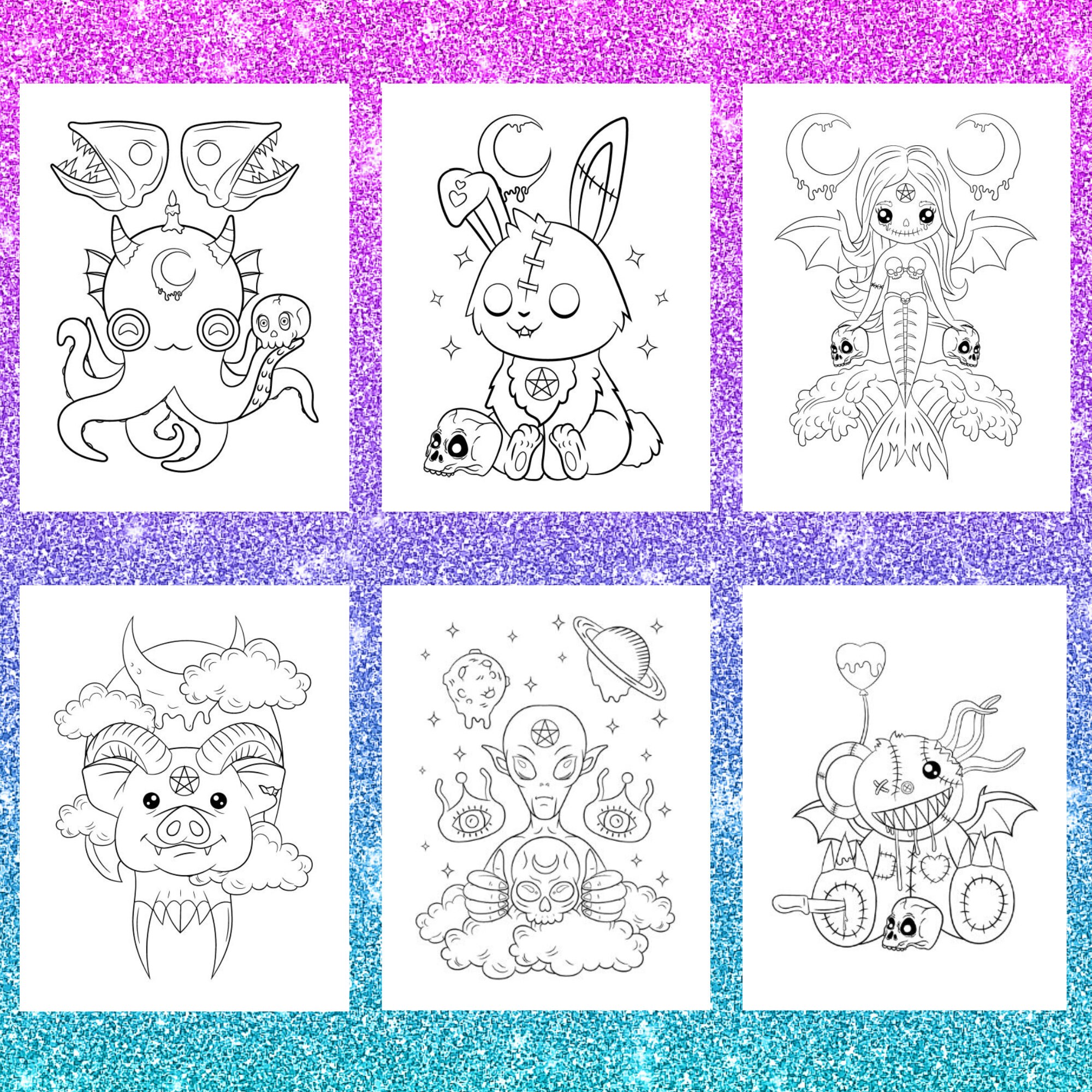 Pastel Goth Coloring Page Cute Creepy Kawaii Coloring Sheet Etsy