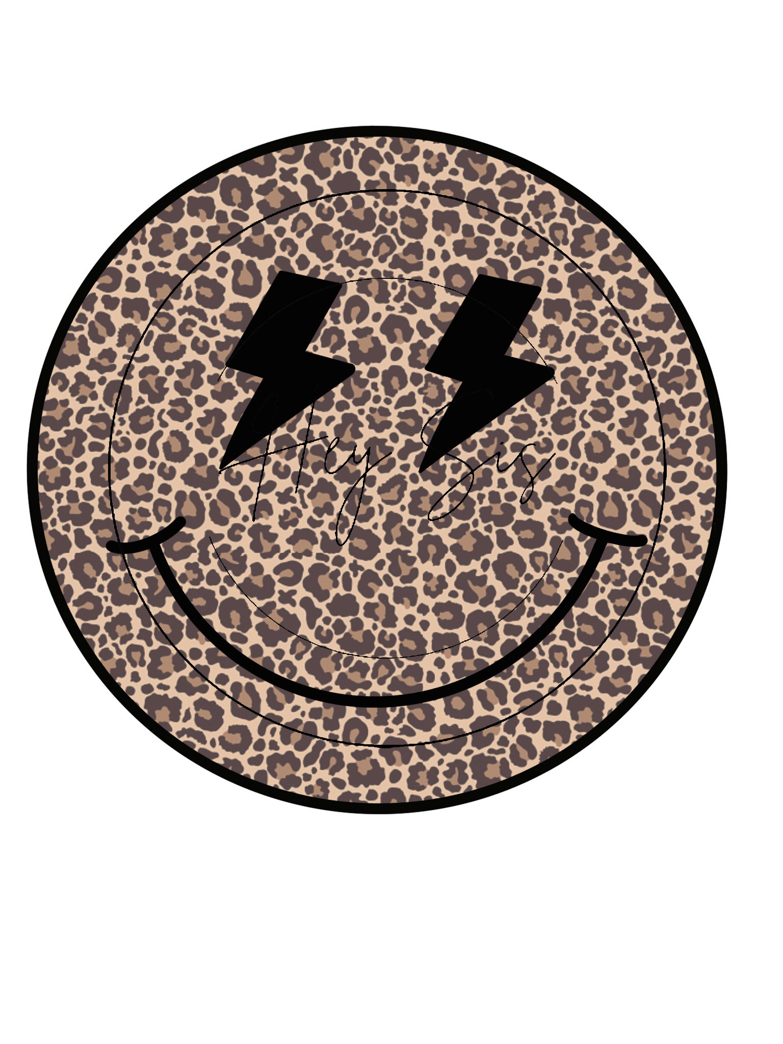 Lighting Bolt Smiley Face With Leopard - Etsy
