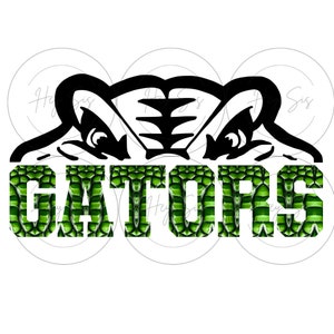 Green Gators sublimation design, PNG and SVG digital download, gator with solid black lettering also included.