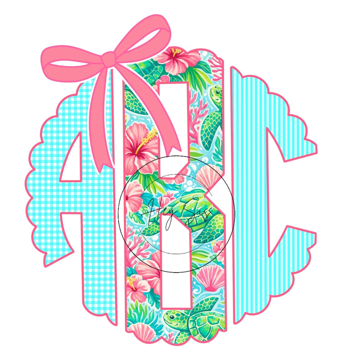 Turtle Initial Monogram Preppy Sea Turtle Personalized Monogram Png - Etsy