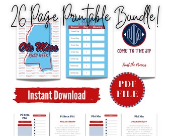 Ole Miss Sorority Planner for Rush, Digital download, Sorority Rush Notes, Happy Planner Pages, Mississippi Rush, Sorority Recruitment
