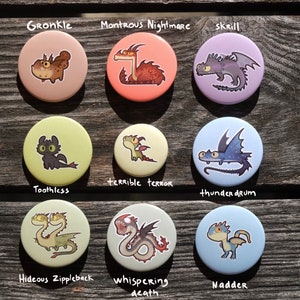 Bundle 9 buttons pins dragons