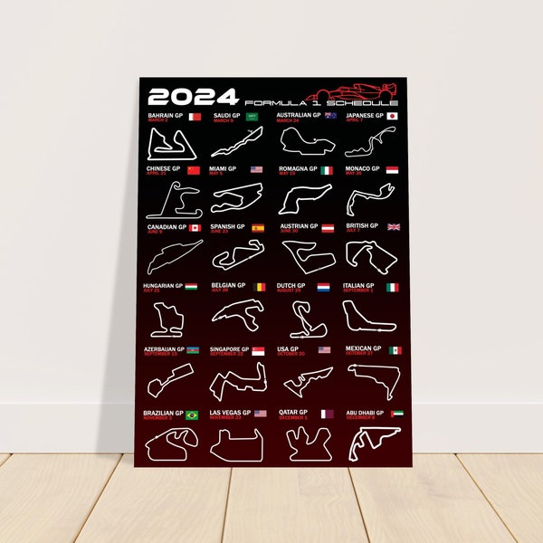 F1 2024 Calendar Poster Etsy