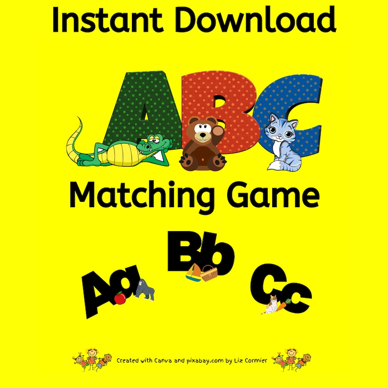 Printable Fun Alphabet Game for Preschool Kindergarten Etsy