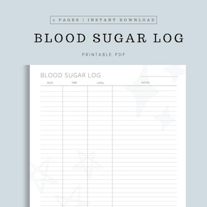 Blood Sugar Log Printable | Diabetes Tracker | Glucose Monitoring Sheet | Daily Blood Sugar Chart |  Blood Glucose Tracker | Health Tracker