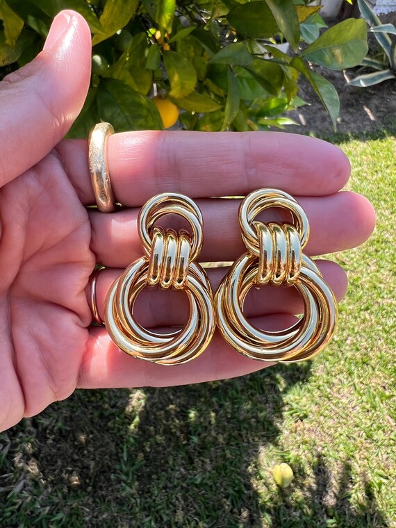 Gold plated twisted hoop earrings