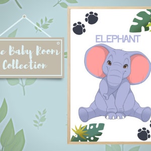 Cute downloadable elephant art perfect for baby&#39;s room and nursery