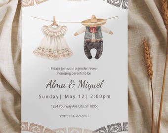 Fiesta Gender Reveal Invitation | Mexican Theme, Printable (Digital Download) F001A