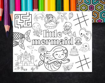 Mermaid Coloring Sheet – Instant Download