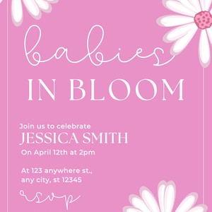 Pink Baby Invitation, Girl Baby Shower Invite, Twins Baby Shower invitation, Hello Baby Invitation, Twins Invitation
