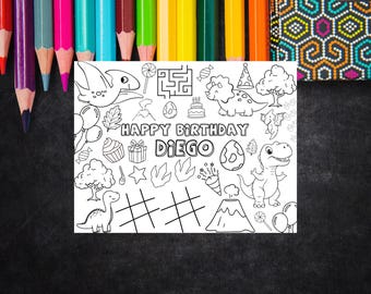 Dinasour Coloring Page: Kids Birthday Party Activity (Digital Download)