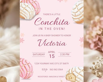 Concha Baby Shower Invitation | Pan Dulce Theme | Digital Download | Editable Canva Template- C89B