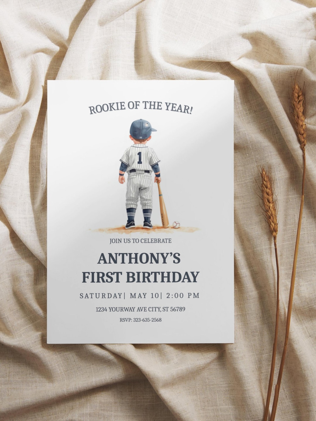 Rookie of the Year First Birthday Invitation | Sports Theme | Digital ...