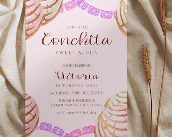 Concha Birthday Invitation | Pan Dulce Theme | Digital Download | Editable Canva Template