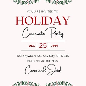 Christmas Party Invitation: Editable Holiday Invite (Digital Download)