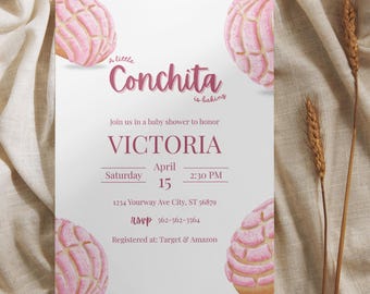 Concha Baby Shower Invitation | Pan Dulce Theme | Digital Download | Editable Canva Template