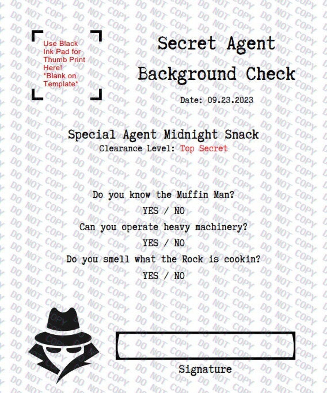 Top Secret Agent Spy Kid Mission Party Game Activity Sheet Background