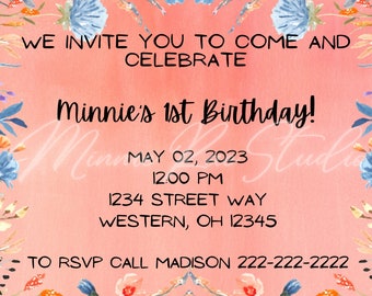 Floral Birthday Invitation *INSTANT DOWNLOAD*