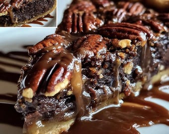 Pastel de nueces y brownie / Postre de chocolate y nueces / Descarga instantánea / PDF imprimible