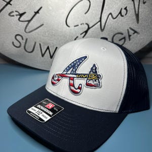 Custom “Braves American Flag A” Richardson 112 Trucker Hat