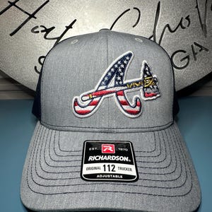 Custom “Braves American Flag A” Richardson 112 Trucker Hat