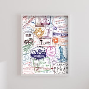 Travel stamp wall art
