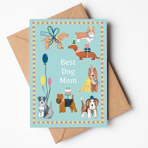 carte d'anniversaire de chien | Carte de fête des mères | carte mignonne de chien | Carte d'anniversaire drôle | de voeux pour chien | illustrée de chien | Anniversaire maman chien