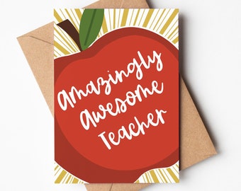 Teacher Thank You Card, Show Appreciation, End of Term Gift for Teachers, End of School Year Present