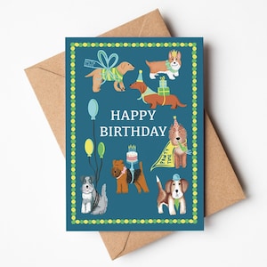 carte d'anniversaire de chien | Carte de joyeux anniversaire | carte mignonne de chien | Carte d'anniversaire drôle | de voeux pour chien | illustrée de chien | Anniversaire papa chien