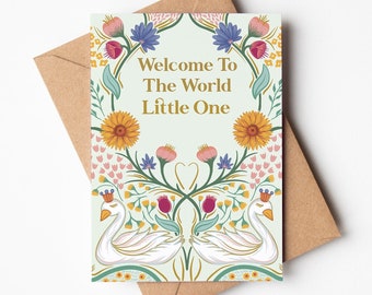 Floral Baby Card | New Baby Card | Baby Congrats Card | Baby Boy | Baby Announcement | Baby Shower Card | Baby Greeting Card | New Mum Card