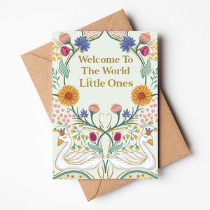 florale de jumeaux de bébé | Carte Nouveaux jumeaux | de félicitations de jumeaux | faire-part bébé | Carte de fête de naissance | de voeux de jumeaux | Carte nouvelle maman