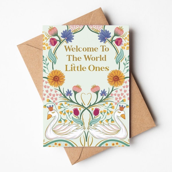 Floral Baby Twins Card | New Twins Card | Twins Congrats Card | Baby Announcement | Baby Shower Card | Twins Greeting Card | New Mum Card