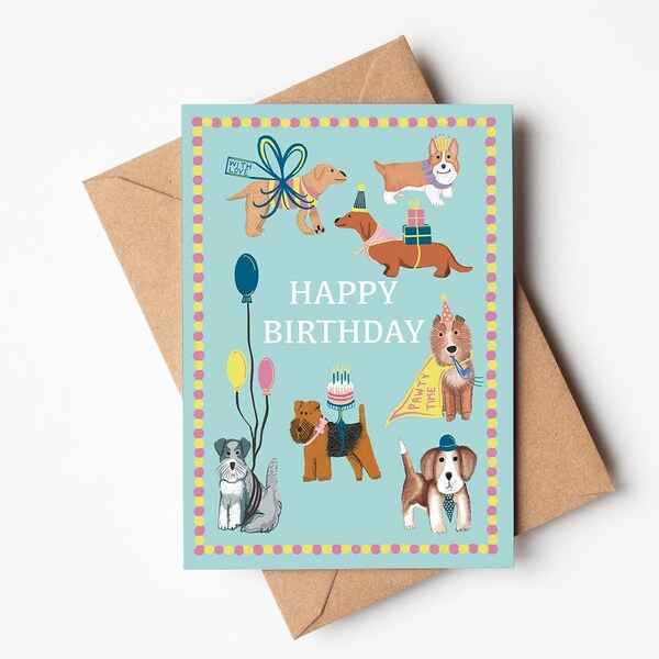 Dog Birthday Card | Happy Birthday Card | Cute Dog Card | Funny Birthday Card | Dog Greeting Card | Illustrated Dog Card | Dog Mum Birthday
