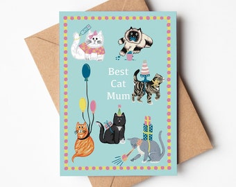 Carte de maman de chat | Fête des Mères | Joyeux anniversaire | Du chat | Fête des Mères | Carte de voeux