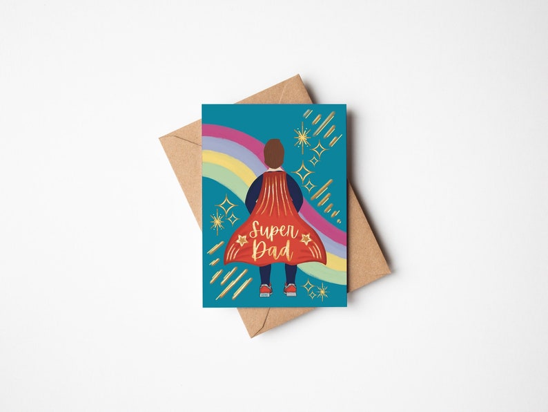 Dad Birthday Card Thank You Card Super Hero Daddy Dad Card Step Dad Greeting Cards Gift for Dad image 1