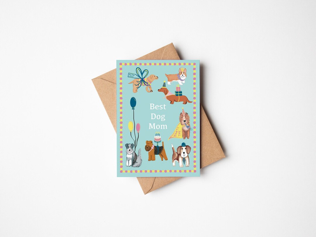 Dog Birthday Card Mothers Day Card Cute Dog Card Funny Birthday Card ...