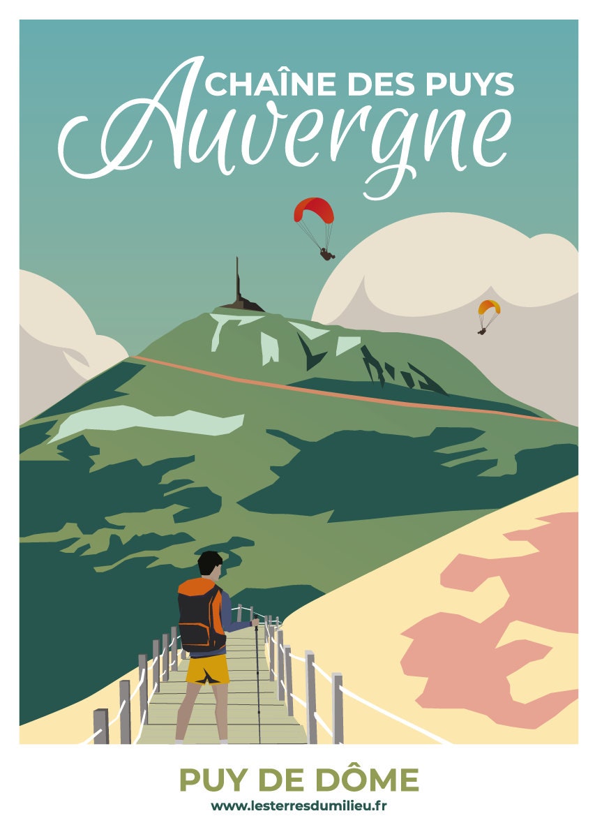 Discover Le Puy De Dame Et La Chaîne Des Puys En Auvergne Vintage Voyage Affiche