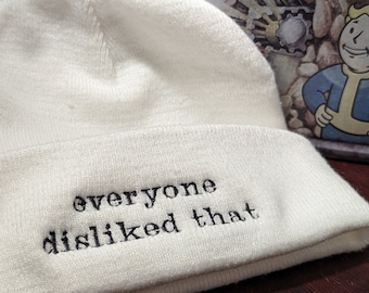 Video Game Quote Embroidered Beanie || Scifi || Nuclear Fallout || Hat