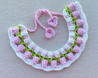 Tulip Collar for Cats | Tulip Crochet Bib for Dogs | Small Pets Handmade Crochet Cute Pet Accessory