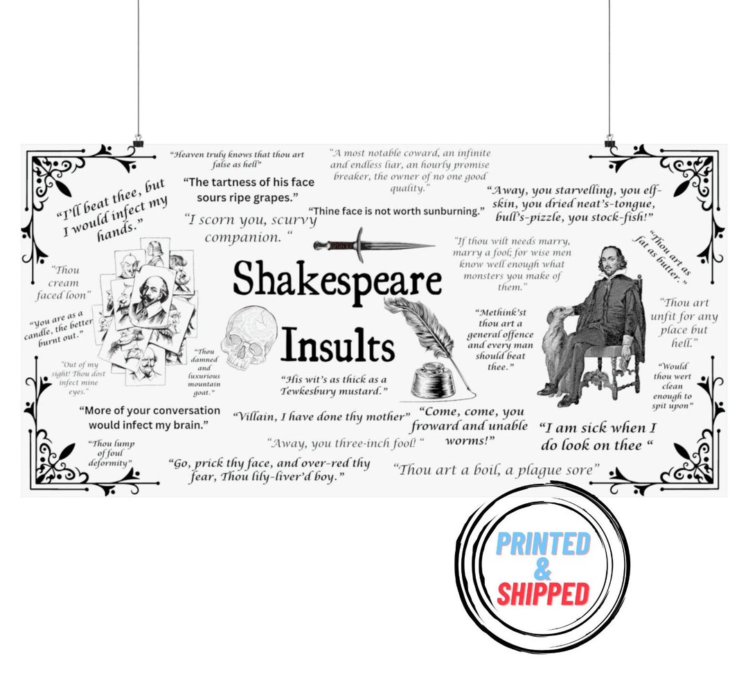 Shakespeare Insults Funny Shakespearean Poster William - Etsy Canada