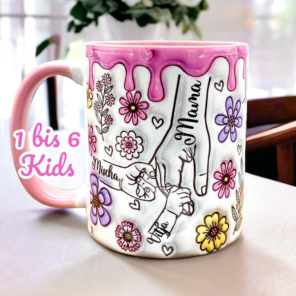 Mug personnalisé pour la fête des mères avec jusqu'à 6 noms d'enfants - cadeau affectueux pour maman, céramique 330ml | ElilenaBoutique